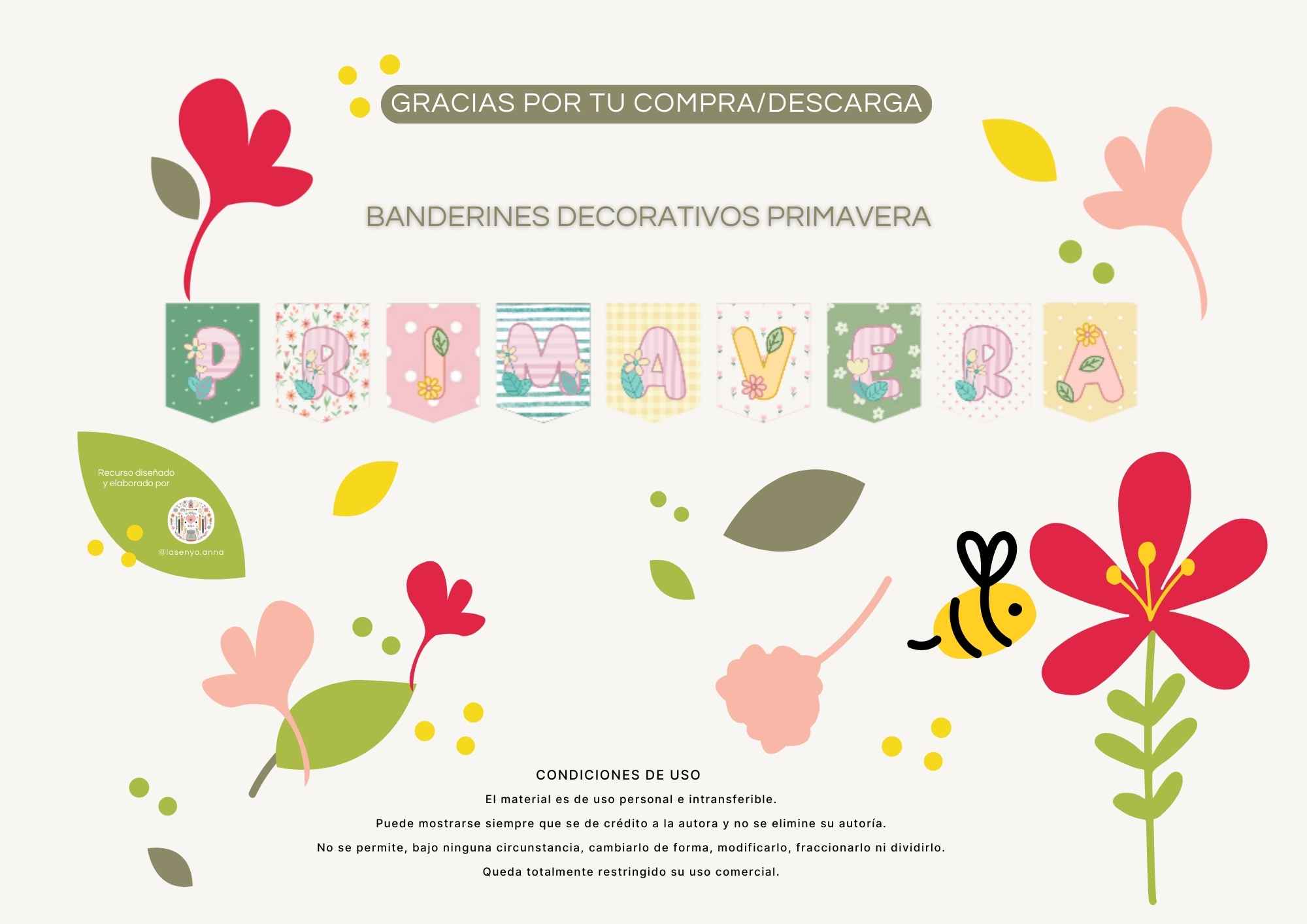 BANDERINES DECORATIVOS PRIMAVERA