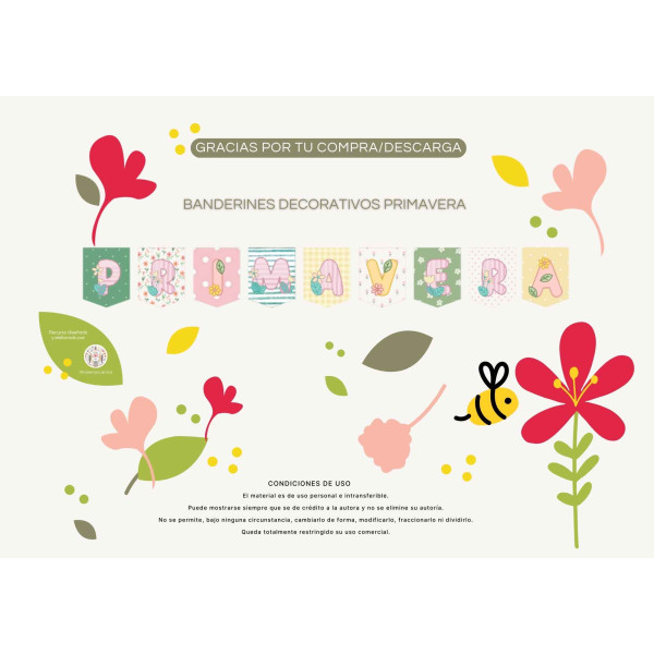 BANDERINES DECORATIVOS PRIMAVERA