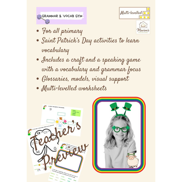 St. Patrick’s Day Activities & Craft | Grammar & Vocabulary