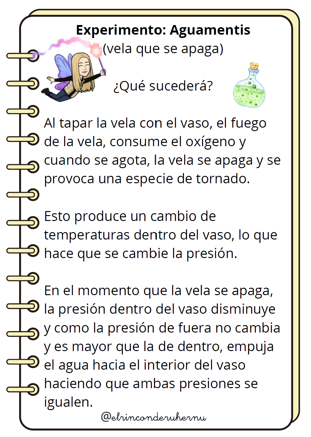 Pociones para trabajar los experimentos