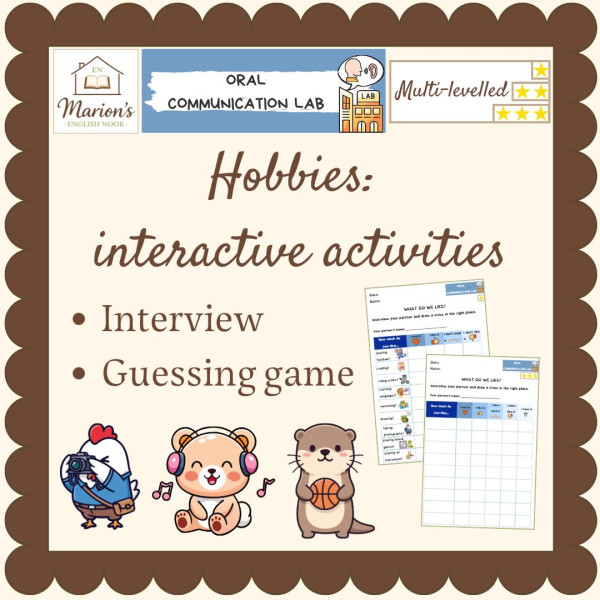 Hobbies Likes and Dislikes Speaking Activity & Game | Scaffolded