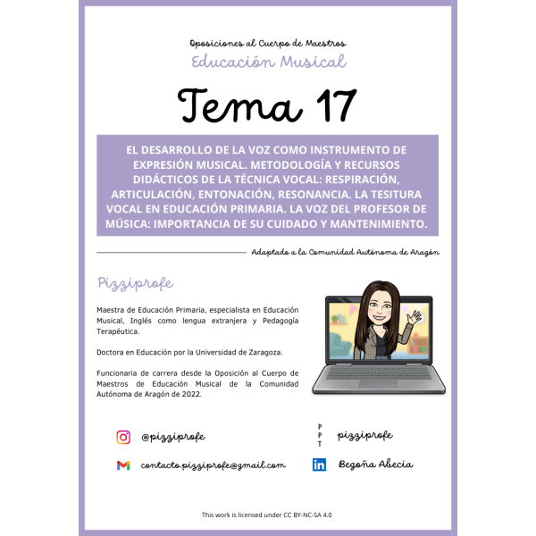 Tema 17 - Oposición al Cuerpo de Maestros de Educación Musical - Aragón Autora: pizziprofe