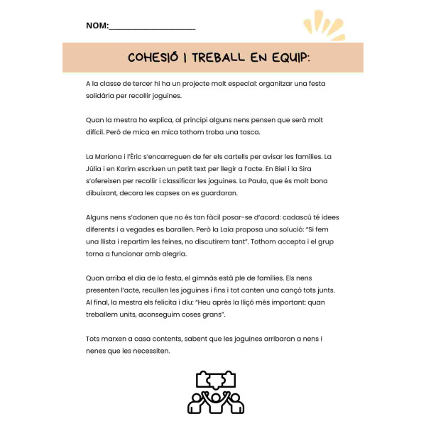 Comprensió lectora: Cohesió i treball en equip