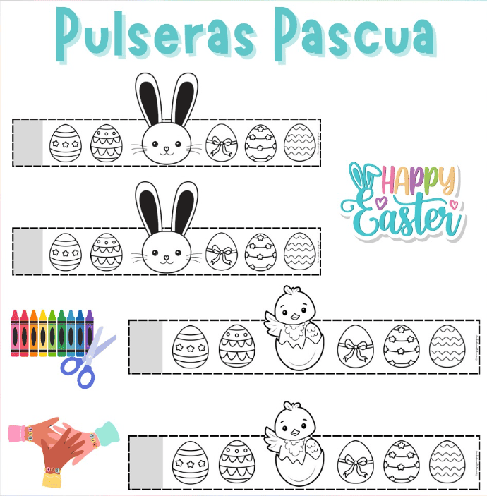 Pulseras de Pascua para colorear