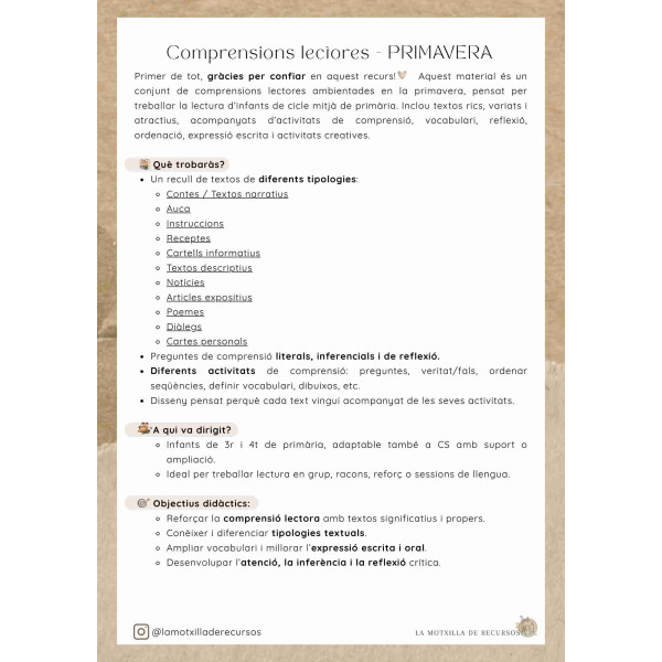 MOSTRA. PRIMAVERA - CL. Tipologies textuals