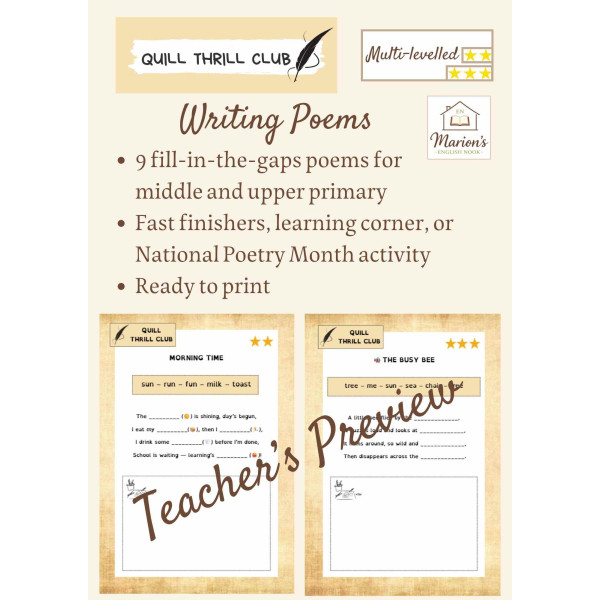 Differentiated Rhyming Poems: Animals, Food & Nature | Poetry Month Writing