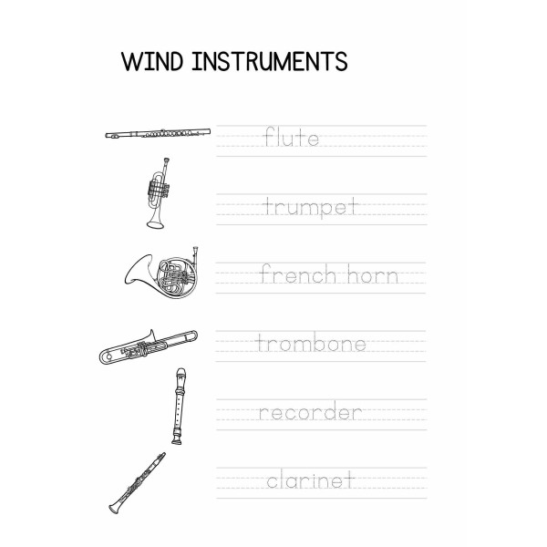 "Instruments families" handwriting