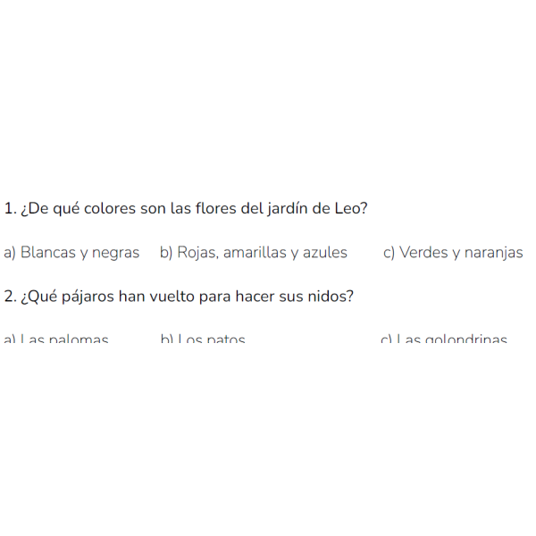 Comprension lectora - EL JARDÍN DE LEO