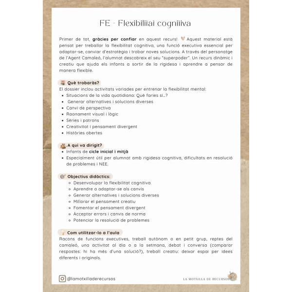 FUNCIONS EXECUTIVES - MOSTRA. Flexibilitat cognitiva