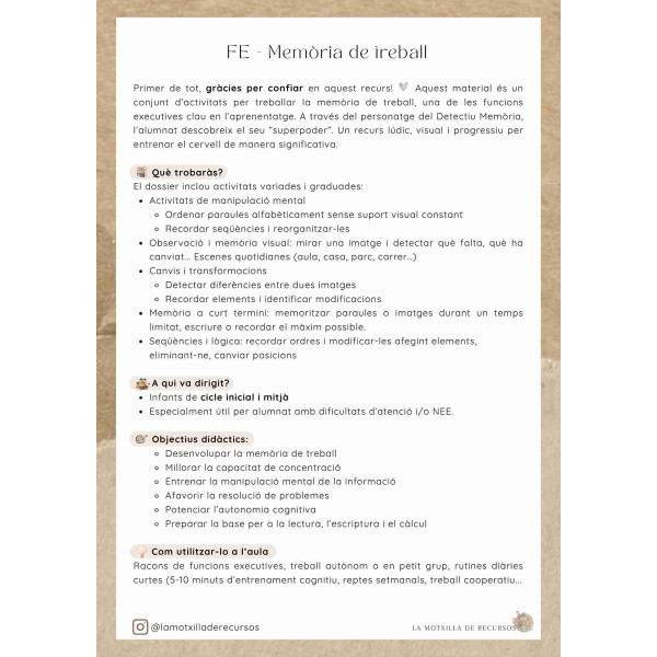 FUNCIONS EXECUTIVES - Memòria de treball