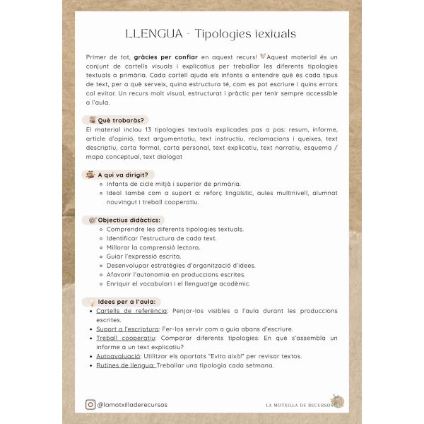 LLENGUA - Tipologies textuals