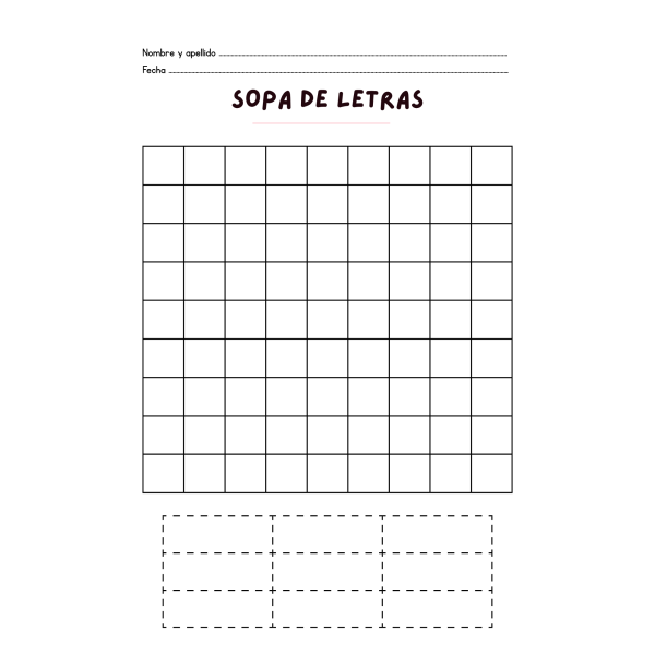 Plantilla sopa de letras