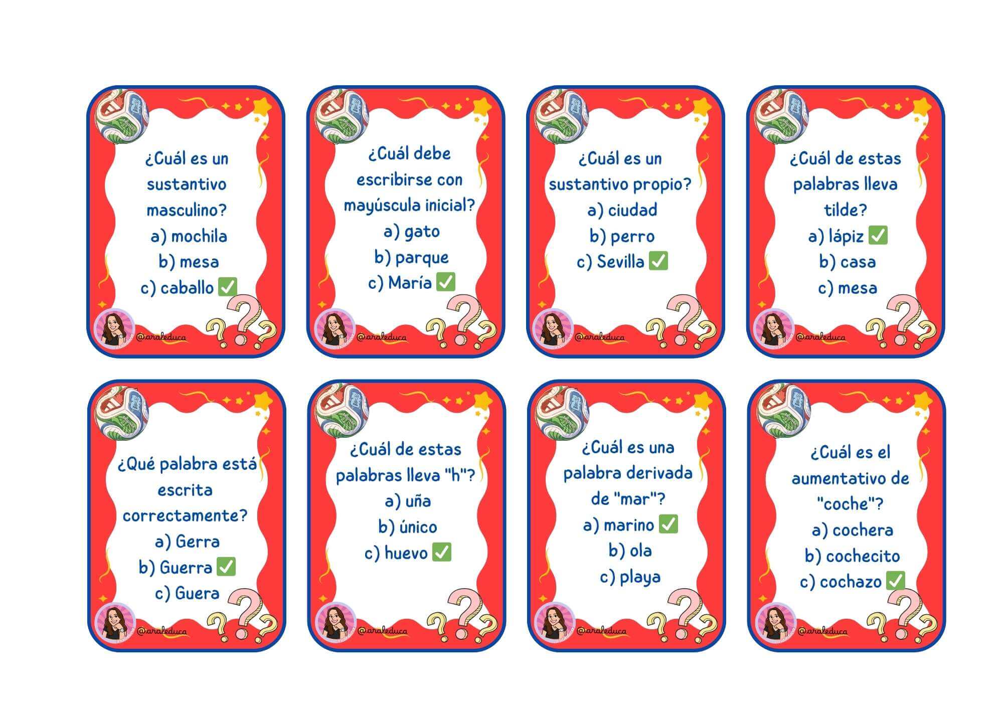 PACK1 TARJETAS DE PREGUNTAS "EL GRAN JUEGO DEL MUNDIAL"