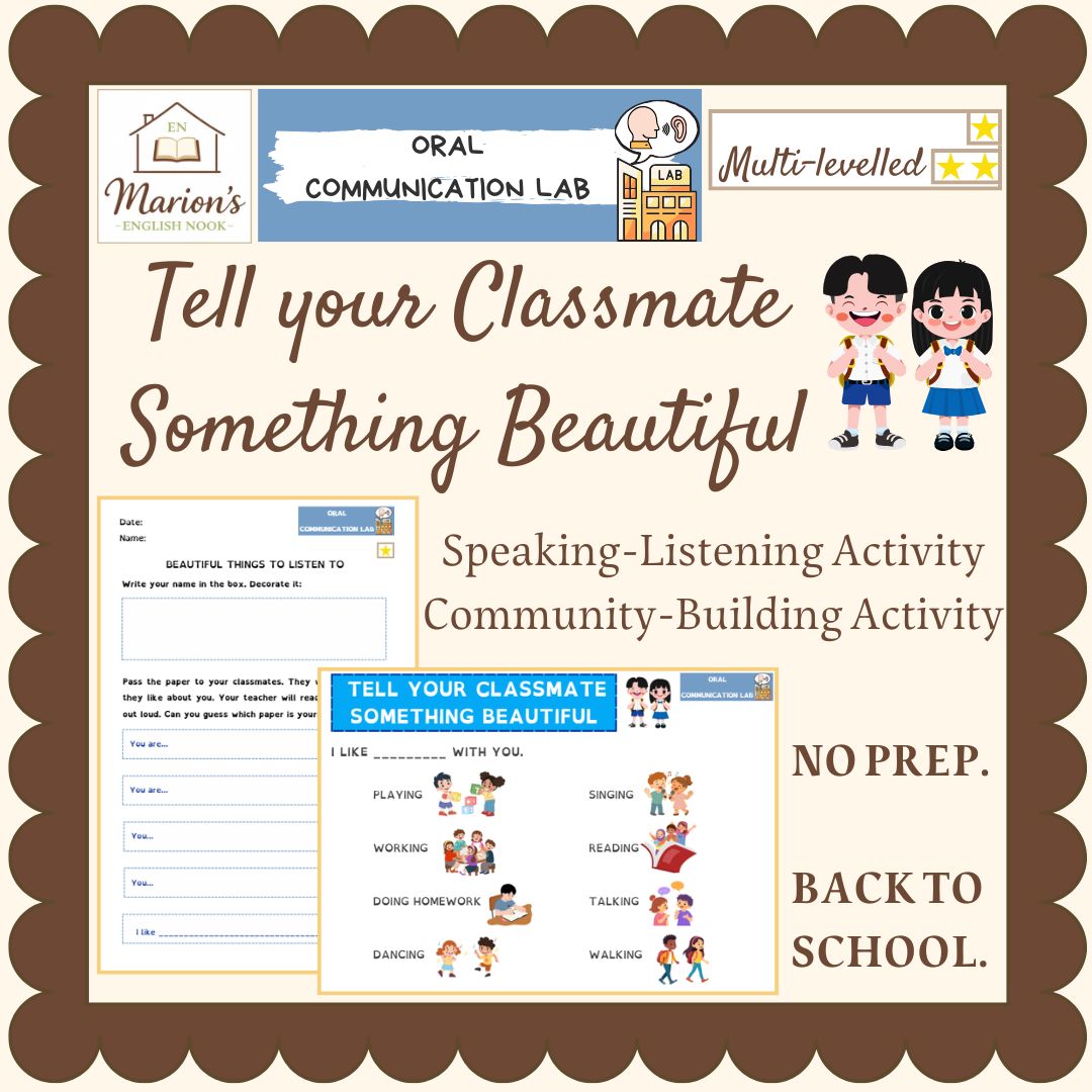 Back to School Community Building | Speaking Listening Compliment Activity
