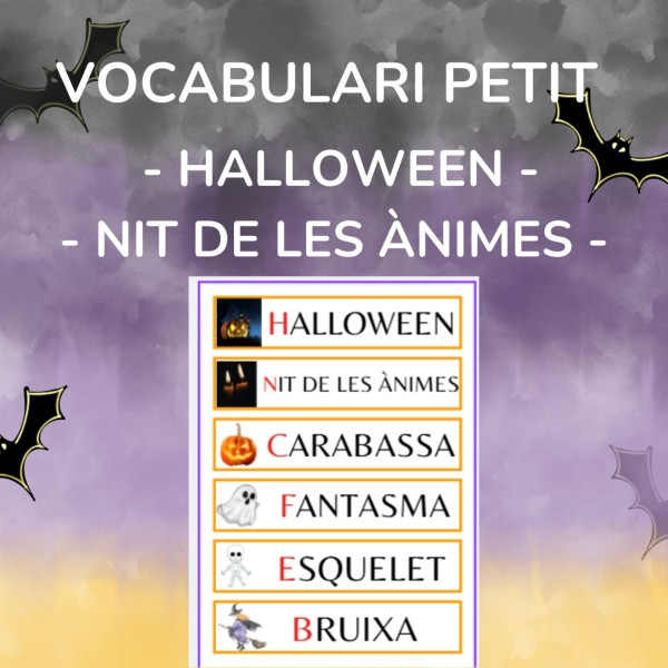 Vocabulari petit Halloween - Nit de les Ànimes