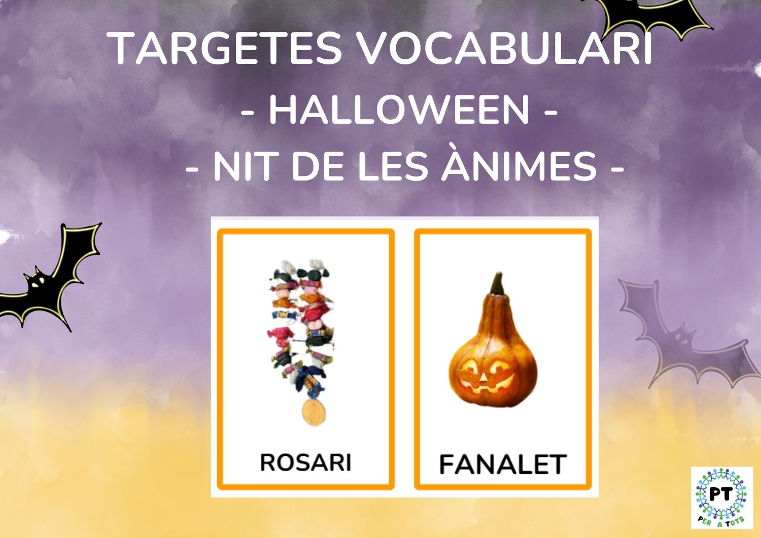 Targetes vocabulari Halloween - Nit de les Ànimes