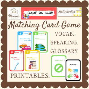 Vocabulary Matching Card Game | 128 Speaking Cards | Home School Town Nature