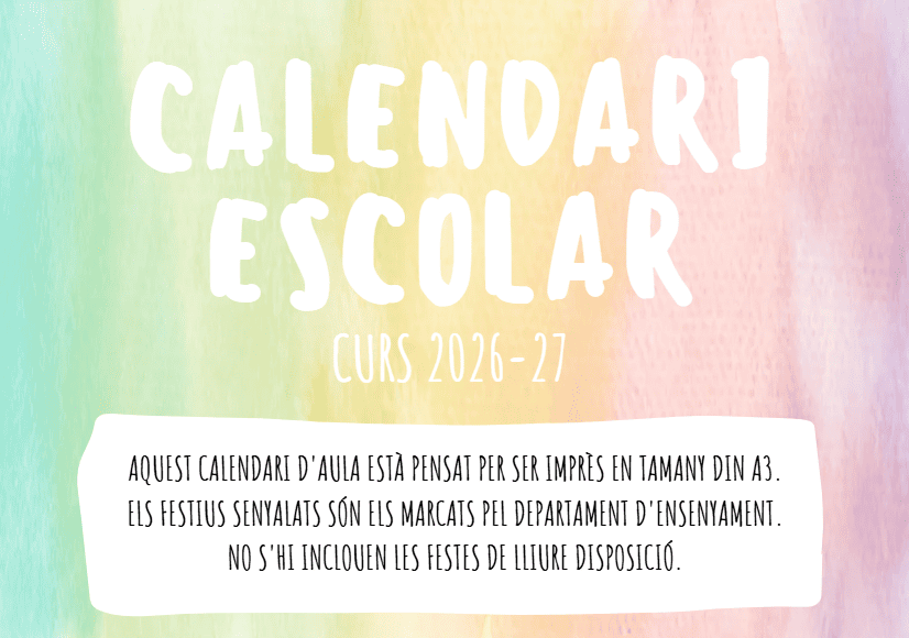 CALENDARI D'AULA 2026-27