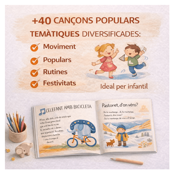 Cançoner infantil per a l’aula · 50+ cançons, rutines, festes i moviment