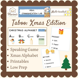 Christmas Alphabet Vocabulary Taboo Game | Speaking Activity