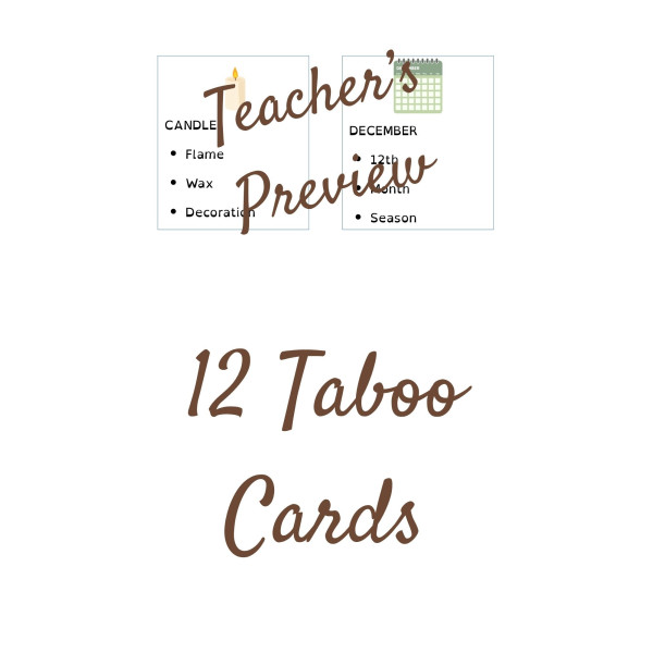 Christmas Alphabet Vocabulary Taboo Game | Speaking Activity