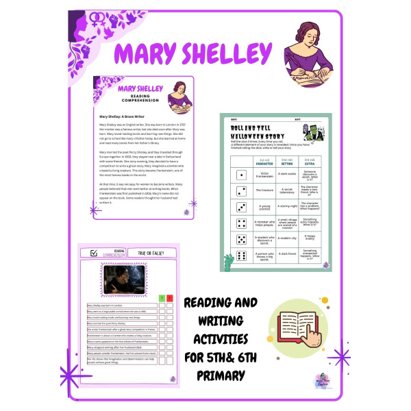 Mary Shelley and Frankenstein Reading and Writing Activities for Primary