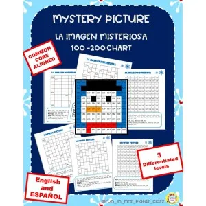 Juego Matemático: 100 - 200 Chart Mystery Picture/La Imagen Misteriosa (Español-Inglés)