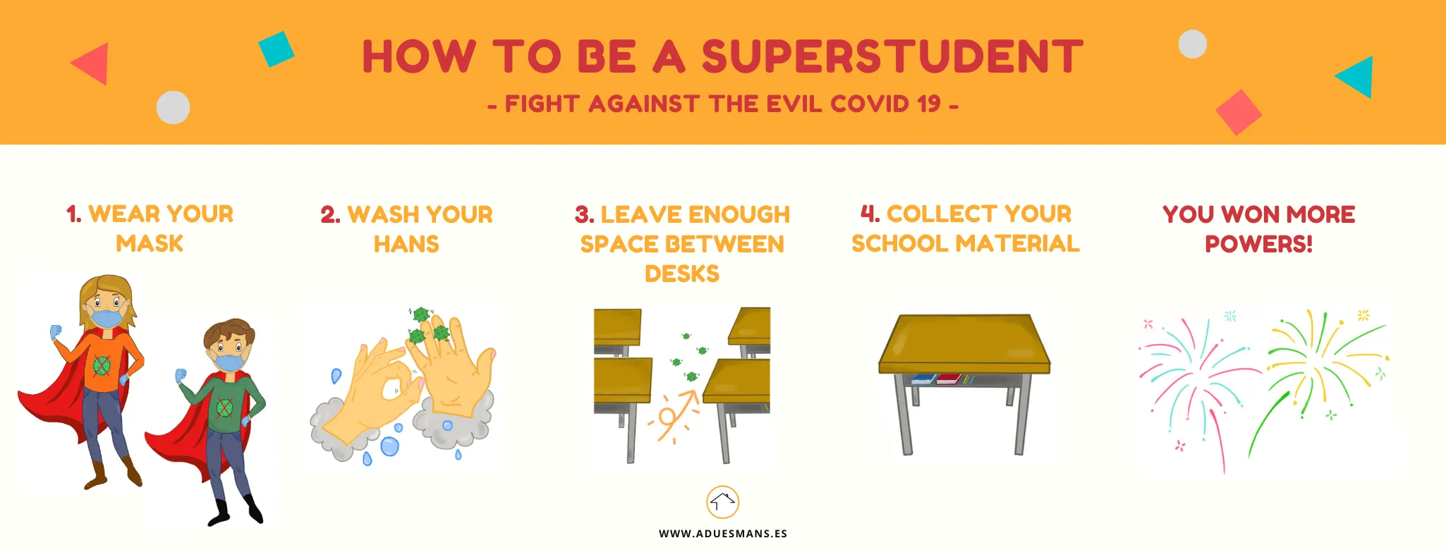 CARTEL INFANTIL "HOW TO BE A SUPERSTUDENT"