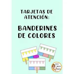 Tarjetas de atención: banderines de colores