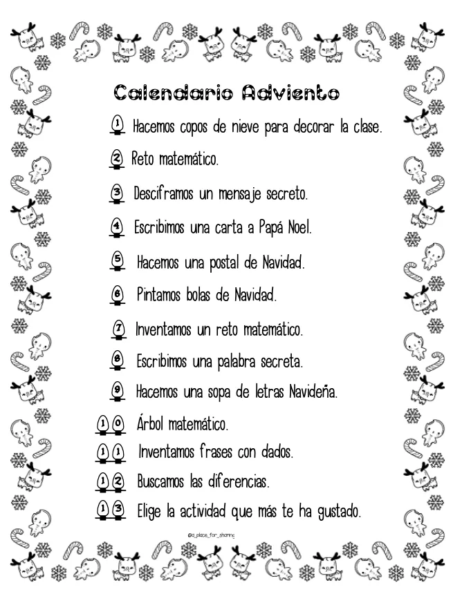 Calendario de Adviento: actividades