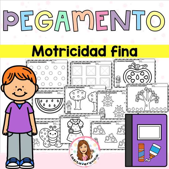 Motricidad: pegamento. Fichas de trabajo.