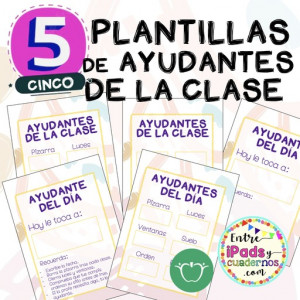 5 plantillas para organizar los ayudantes de la clase.