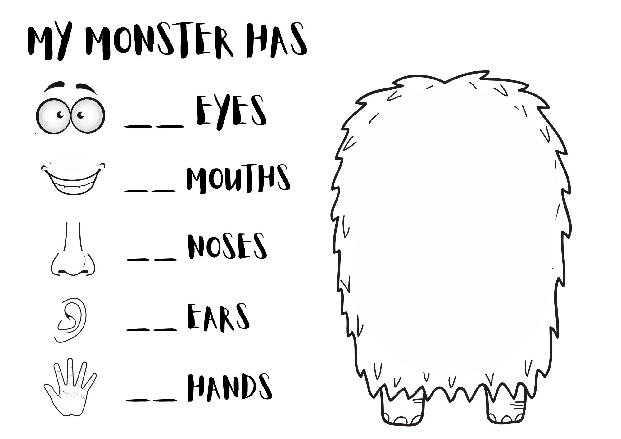 Profes Papel Tijera THE MONSTER BODY PARTS VOCABULARY