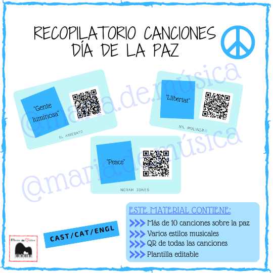 Recopilatorio canciones paz (CAST, CAT, ENGL)