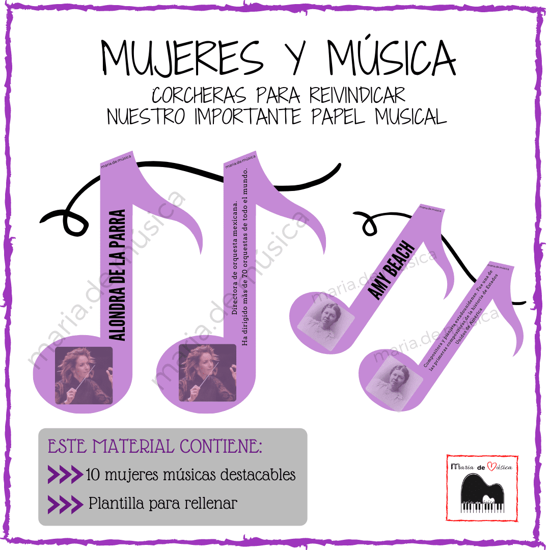 Mujeres y música corcheas