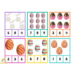 Tarjetas de Pascua para contar - Easter counting clip cards