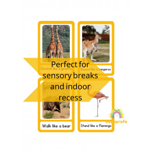 Animal movement, brain break cards, self regulation, physical education