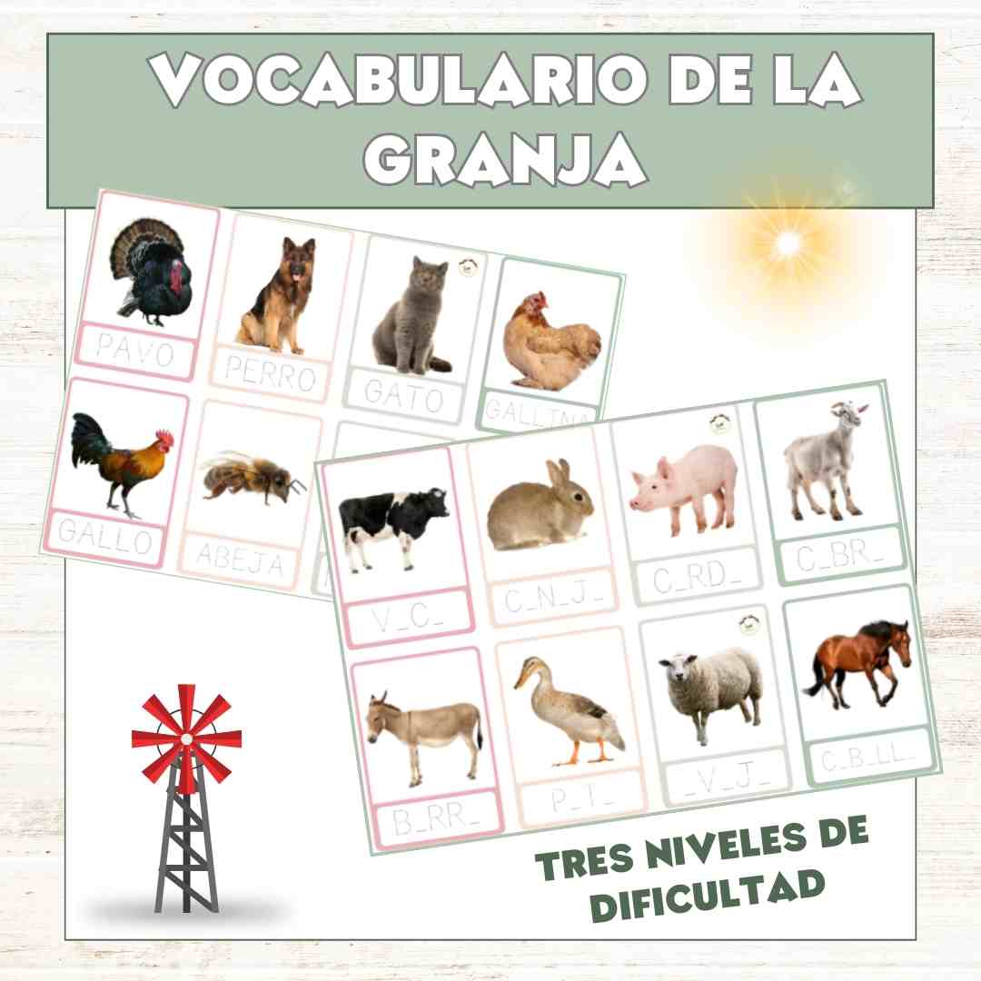 Tarjetas de lectorescritura gratis de la granja