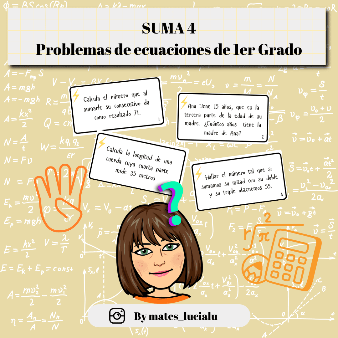 ✋🏻𝗦𝗨𝗠𝗔 𝗟𝗢𝗦 𝟰. 𝗥𝗘𝗦𝗢𝗟𝗨𝗖𝗜Ó𝗡 𝗗𝗘 𝗣𝗥𝗢𝗕𝗟𝗘𝗠𝗔𝗦 𝗖𝗢𝗡 𝗘𝗖𝗨𝗔𝗖𝗜𝗢𝗡𝗘𝗦 𝗗𝗘 𝟭𝗘𝗥 𝗚𝗥𝗔𝗗𝗢📝