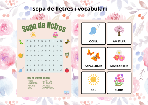 SOPA DE LLETRES I VOCABULARI DE PRIMAVERA