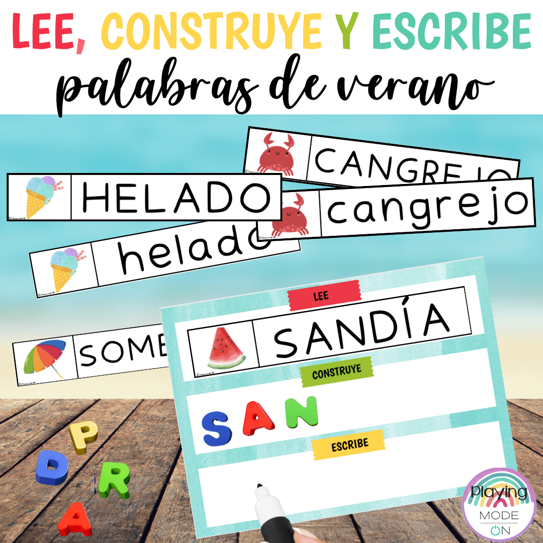 Vocabulario de Verano con plantillas Lee, construye y Escribe