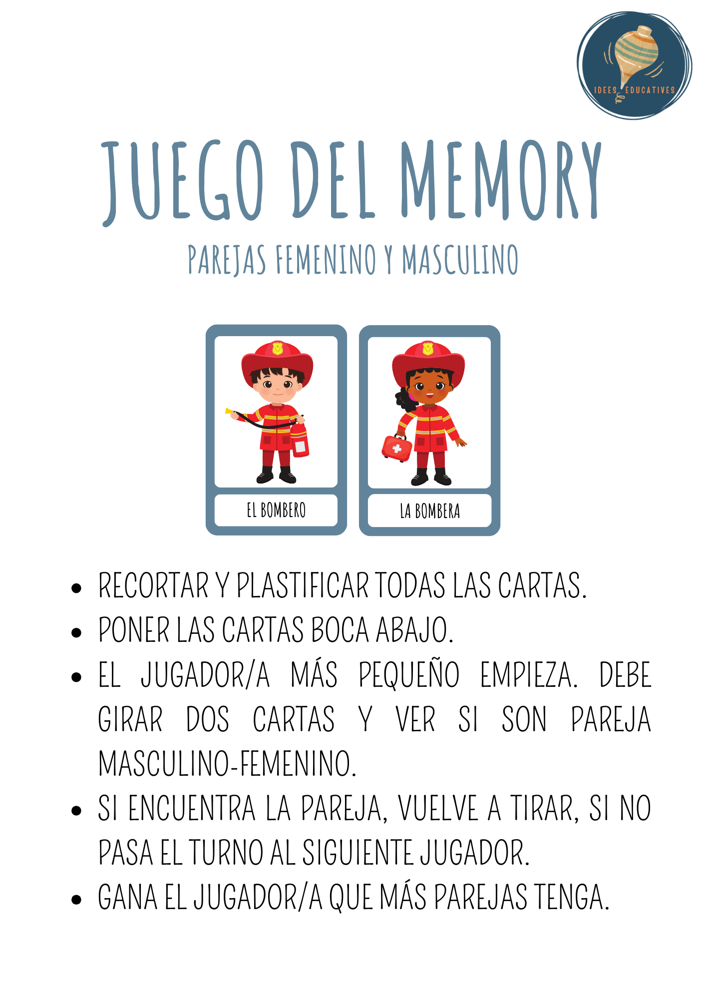 JUEGO MEMORY MASCULINO-FEMENINO