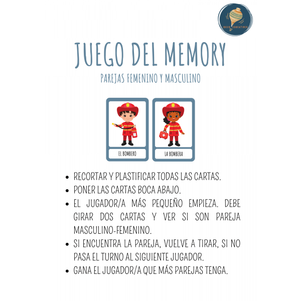 JUEGO MEMORY MASCULINO-FEMENINO