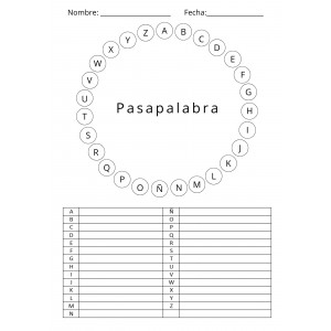 Plantilla para soluciones pasapalabra.