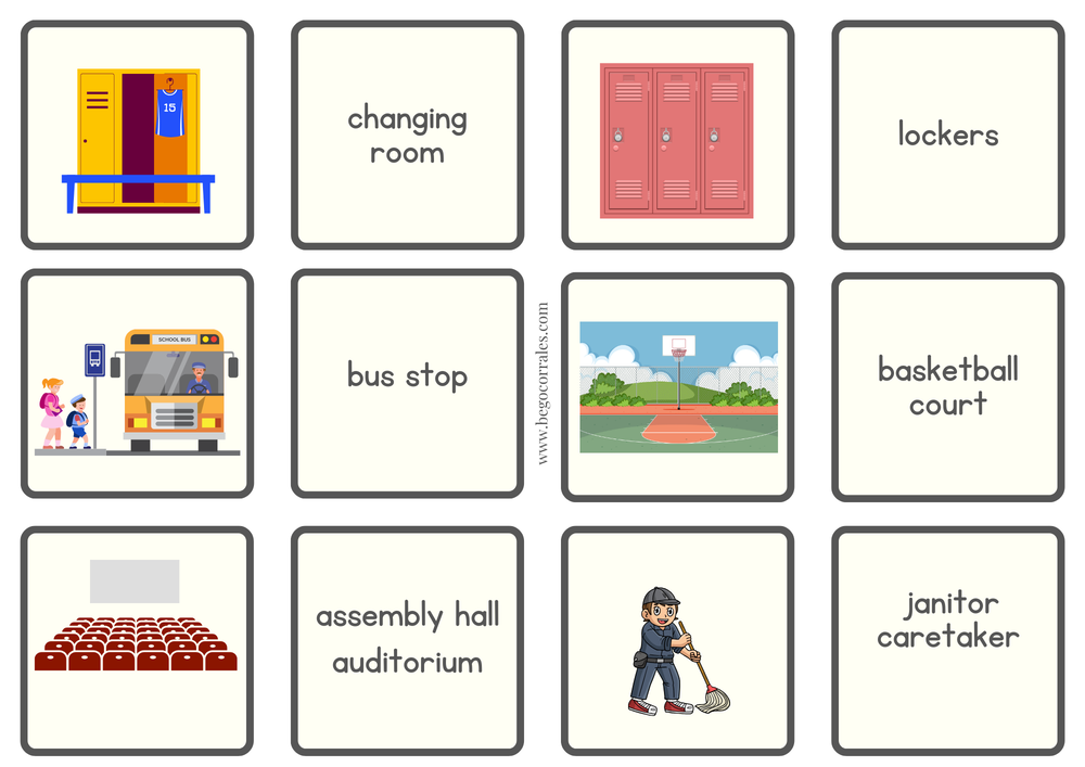 Back to school rooms memory cards