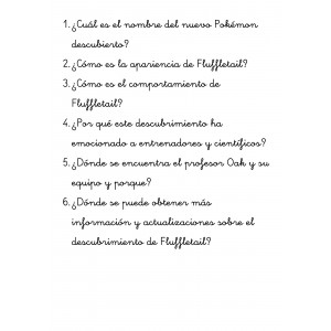 Noticia pokemon con comprensión lectora y instruciones para escribir una