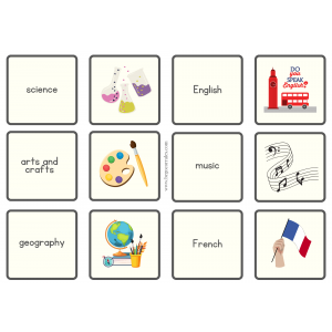 School subjects memory game