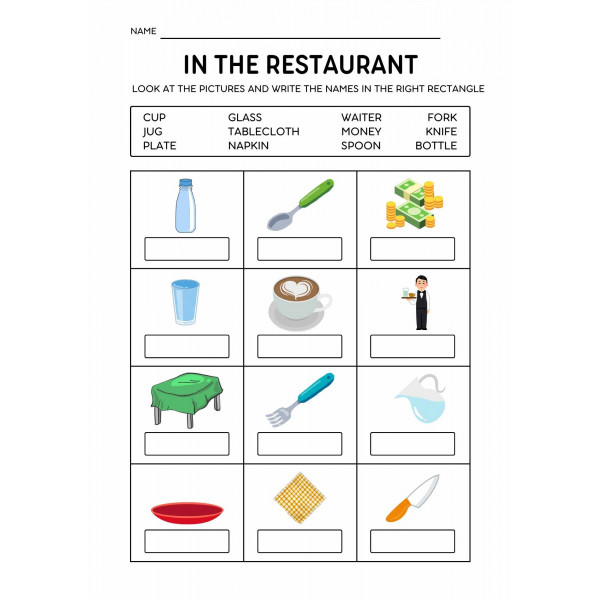 In the restaurant.Worksheet