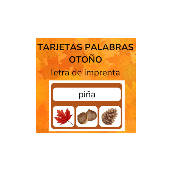 Tarjetas palabras otoño - imprenta