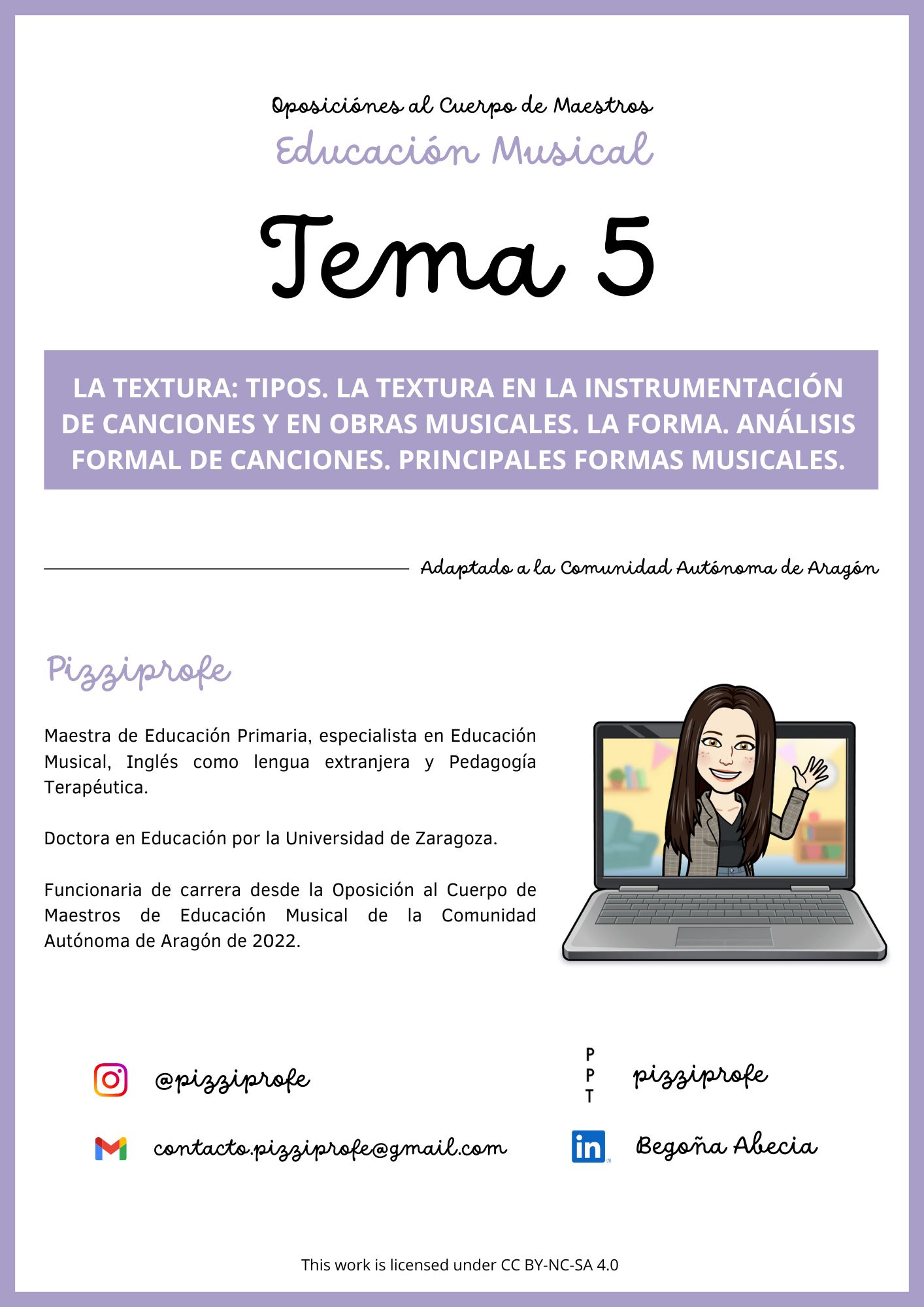 Tema 5 - Oposición al Cuerpo de Maestros de Educación Musical - Aragón Autora: pizziprofe